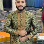 ইমপোর্টেড লাক্সারি কাতান এমব্রয়ডারি পাঞ্জাবি (Code-724)