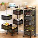 5 Tier Rotating Fruit Vegetable Storage Basket Kitchen Rack