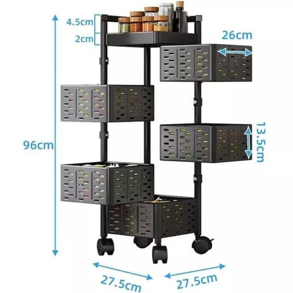 5 Tier Rotating Fruit Vegetable Storage Basket Kitchen Rack - Image 3