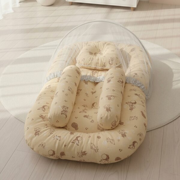 newborn baby velvet bedding set with mosquito net - Image 3